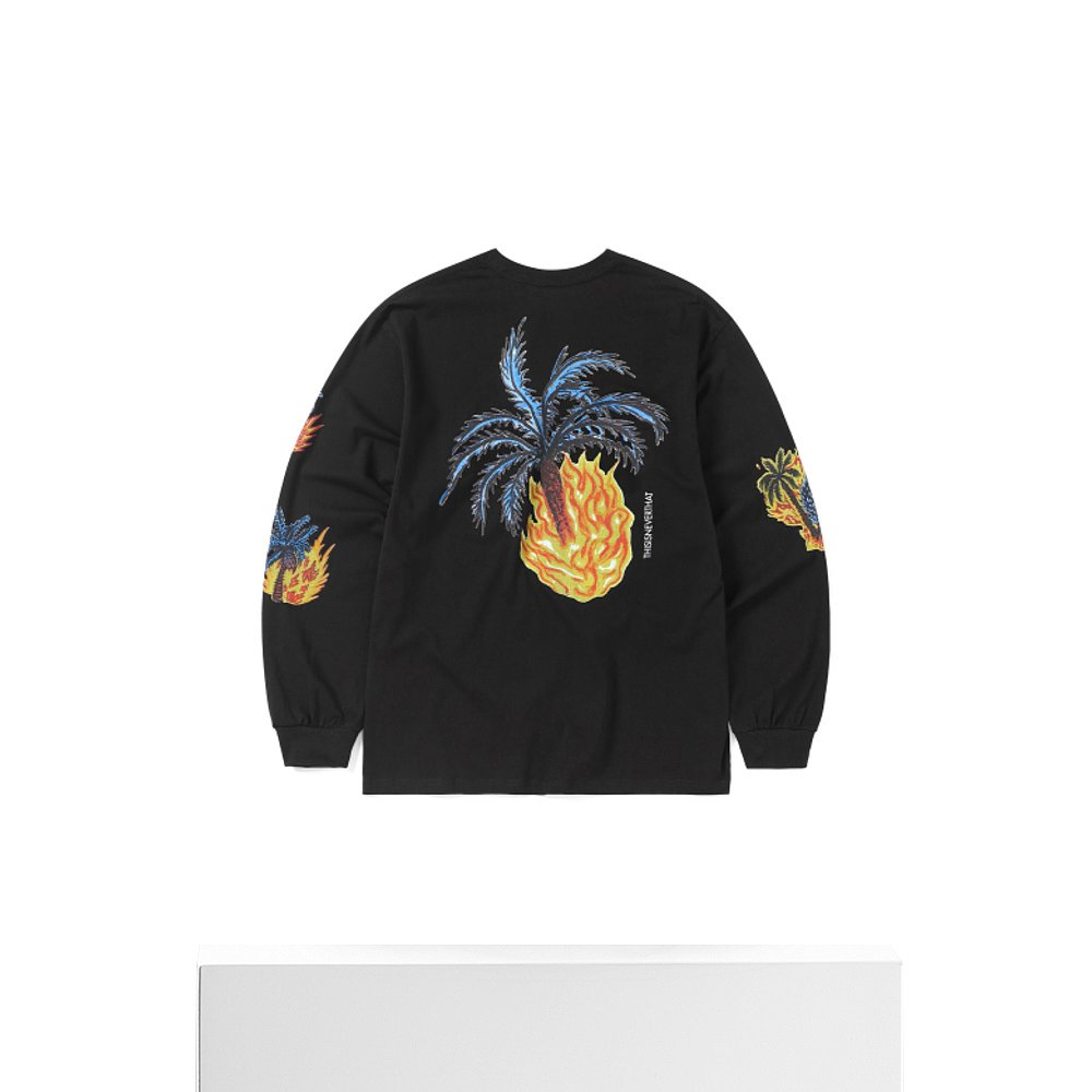 韩国直邮THISISNEVERTHAT 公用T恤Burning Palm Tree L/S Tee Off - 图3