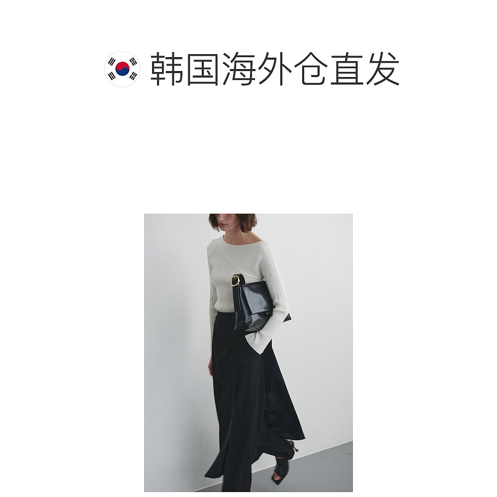 韩国直邮LOEUVRE正品 女装T恤305230422Asymmetric Boat-neck kni - 图1