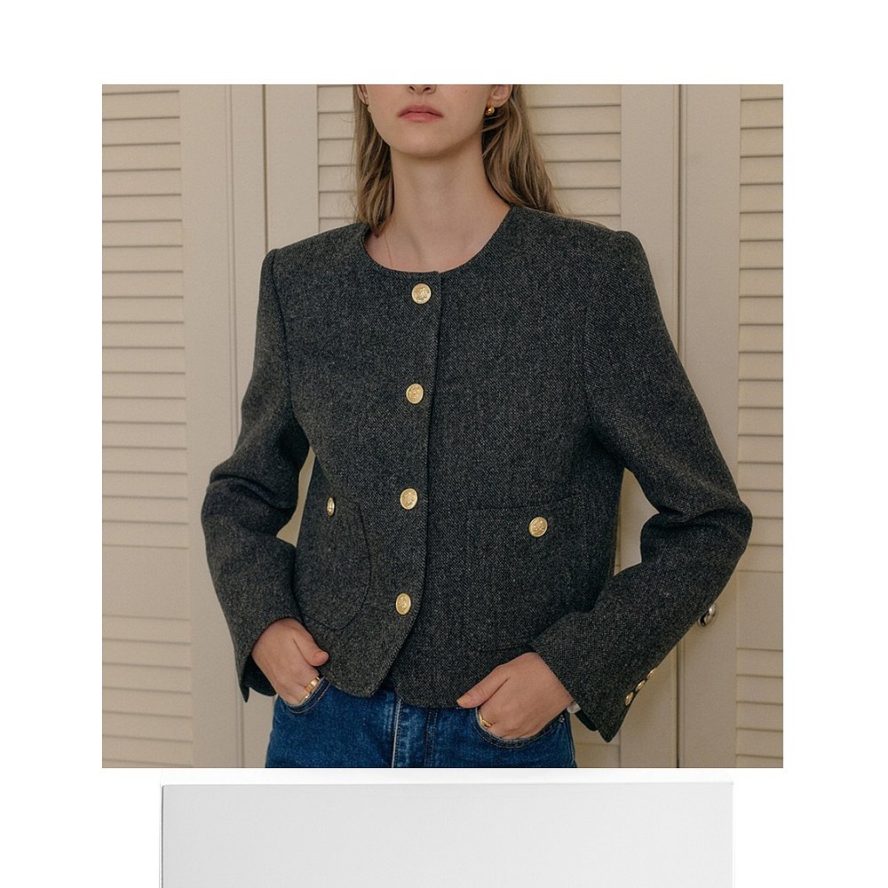 韩国直邮[LOOKAST]CHARCOAL BABY ALPACA TWEED JACKET简单气质小 - 图3