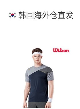 韩国直邮Wilson 运动T恤 Wilson/男/短袖T卹/5257/海軍藍/圓形/團