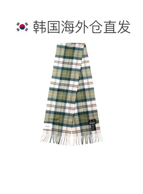 韩国直邮barbour男女款羊毛羊绒混纺苏格兰格纹流苏围巾USC0002