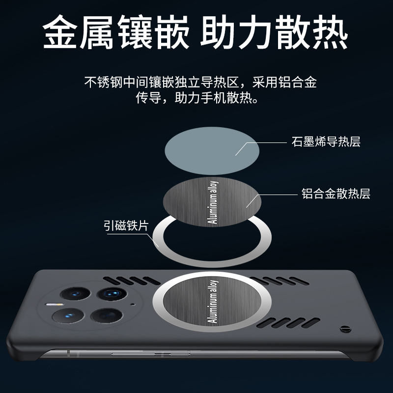 适用华为mate50手机壳mate40无边框石墨烯散热磁吸壳mate30硬壳mate50pro/mate50E/mate40pro潮牌mate30pro - 图2