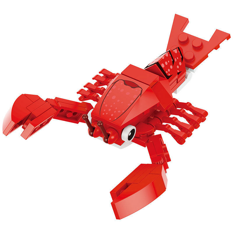 方橙积木男孩益智拼装海洋动物龙虾水母螃蟹模型玩具儿童拼图礼物,淘宝优惠券,粉丝福利购,淘宝优惠卷