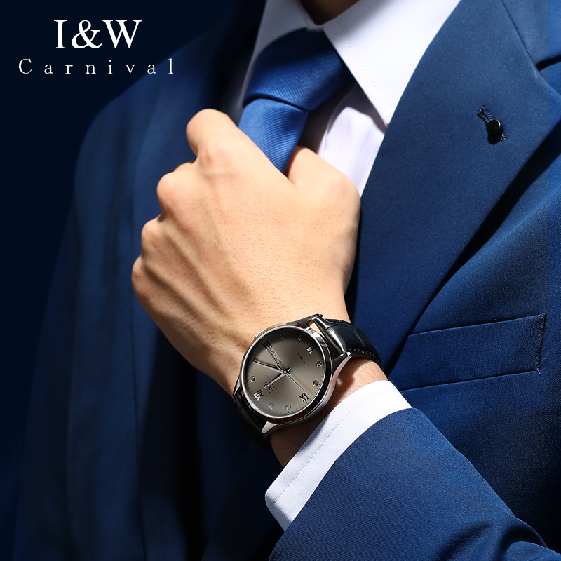 正品IW爱沃驰手表男机械表全自动男士新款简约皮带品牌腕表