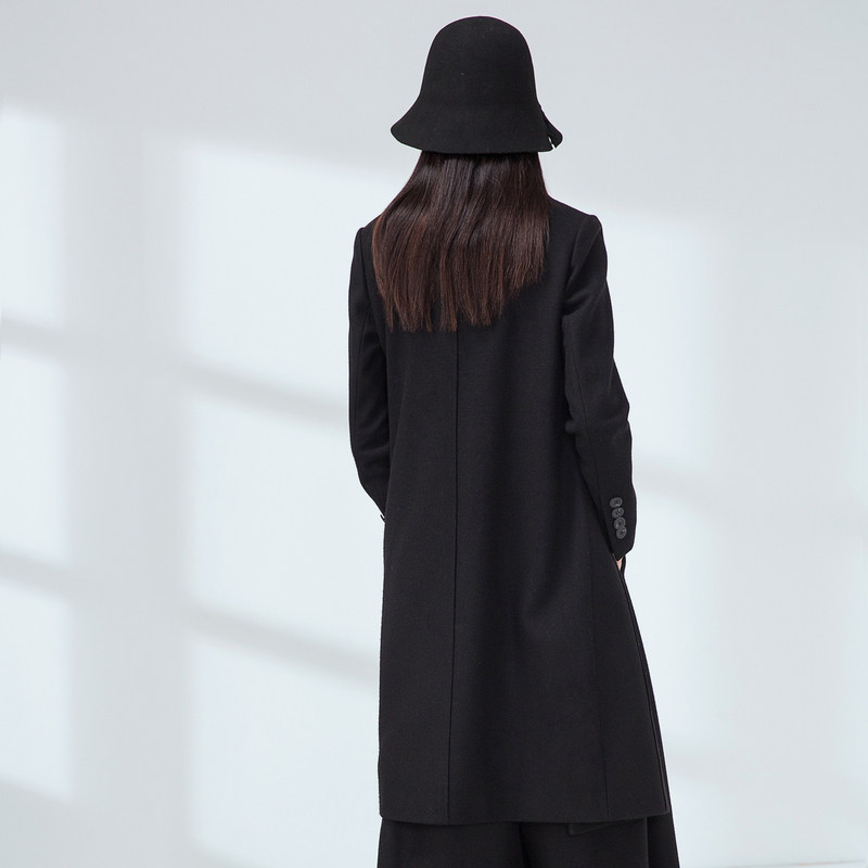播秋冬新款时尚h型修身毛呢大衣 播outlets店毛呢外套