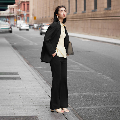 【播奥莱】播商场同款双排扣西装外套秋通勤简约西服女BDQ3XD0177 - 图1