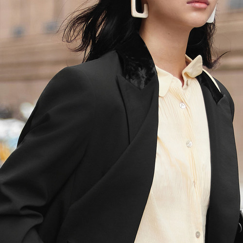 【播奥莱】播商场同款双排扣西装外套秋通勤简约西服女BDQ3XD0177 - 图0