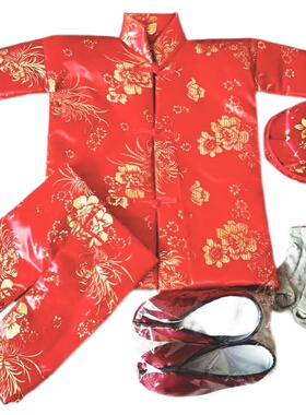 高端五件套布料加厚绸缎冥衣中元节十月一送寒衣加棉加里衣服批发