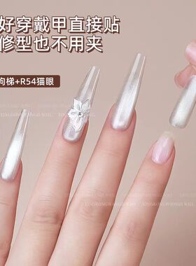 细狗系列穿戴甲磨砂超薄无痕免刻磨美甲贴长款梯形全贴分码甲片尖