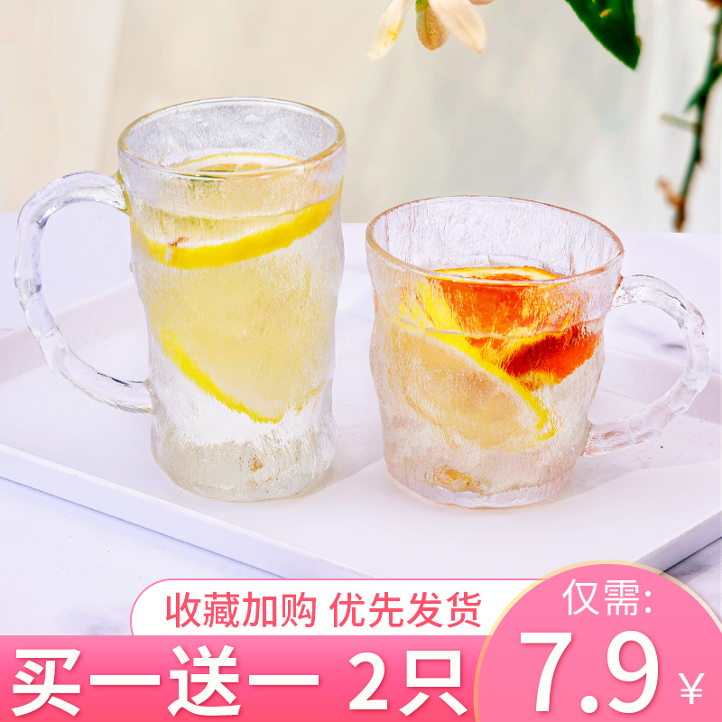 冰川纹玻璃杯带把手水杯女夏家用泡茶喝水杯子ins风高级感咖啡杯-图3