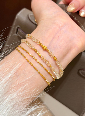 谷岚天然3mm算盘珠黄水晶手链