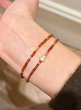 谷岚天然橙石榴石串珠手串