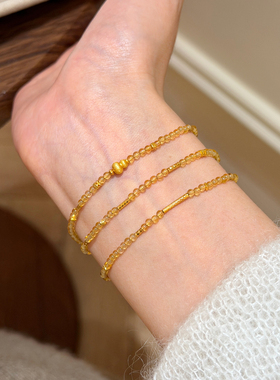 谷岚叠戴天然2mm黄水晶手串