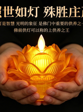 新款莲花灯家用充电仿真火焰供佛灯佛前供灯上供财神菩萨长明灯