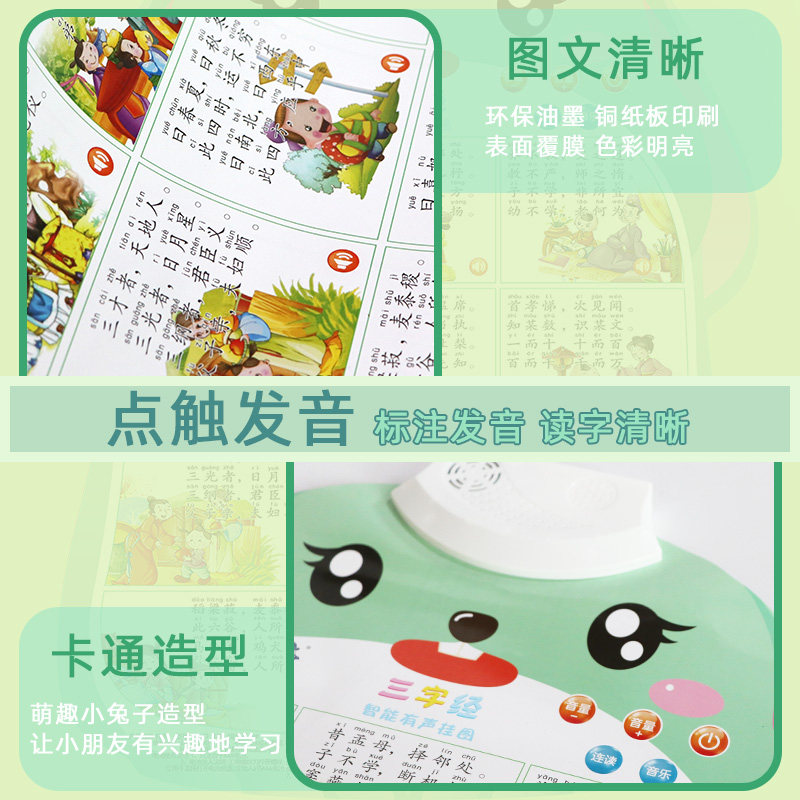 三字经大挂图有声挂图儿童早教发声书挂画宝宝玩具墙贴启蒙幼升小,淘宝优惠券,粉丝福利购,淘宝优惠卷