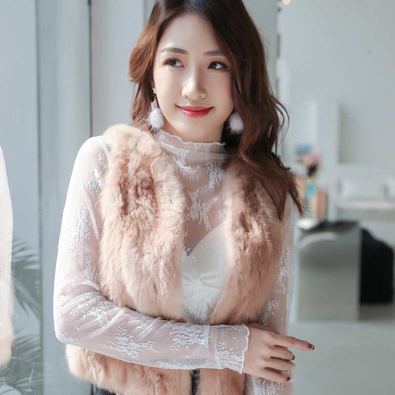 白色蕾丝女长袖内搭洋气钩花打底衫 温娴蕾丝衫/雪纺衫