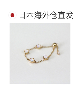 1h可退 日本直邮cui-cui 乳白四石 opal 游动虹彩 10K 黄金链条戒
