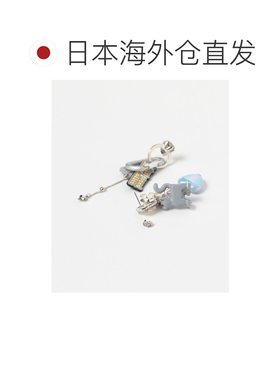 日本直邮guriguri 女士 灰色猫咪不对称耳环 6142【付后1h可退】