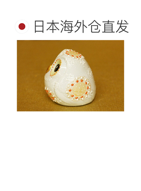 日本直邮九谷烧礼品包装2号猫头鹰 白 橙色摆件护身符猫头鹰 6070