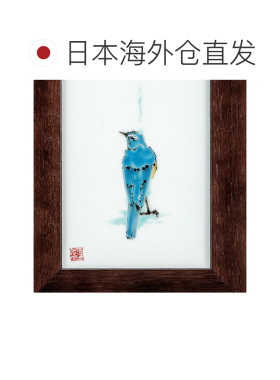 日本直邮九谷烧礼品包装陶框 春秋青胁鹟 正人窑陶框 画板