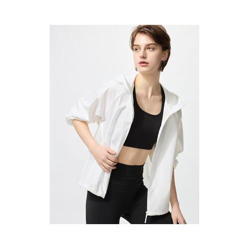 日潮跑腿UNIQLO优衣库 可放入口袋防紫外线派克大衣 01 OFF WHITE - 图0