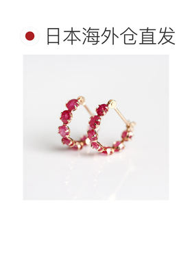 日本直邮cui-cui 10K黄金 7月诞辰石红宝石 贯耳【付后1h可退】