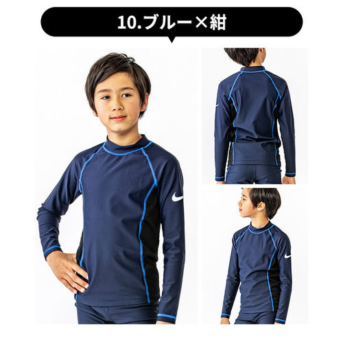 日本直邮NIKE 男童小学生学校泳衣长袖防晒衣 耐克泳衣儿童初中女 - 图2
