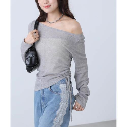 1h可退 日本直邮FREE'S MART 女装 麻混纺做旧感肌理T恤 13162606 - 图2