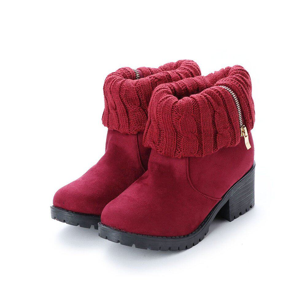 attagirl 5.5cm 后跟罗纹针织短靴