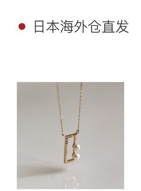 日本直邮cui-cui 女装 K10YG钻石珍珠项链 异材质拼接设计 783557