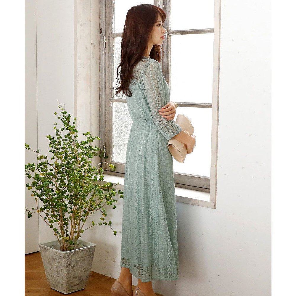 日本直邮 pourvous全蕾丝长裙浅婚纱 天猫国际探物日本连衣裙