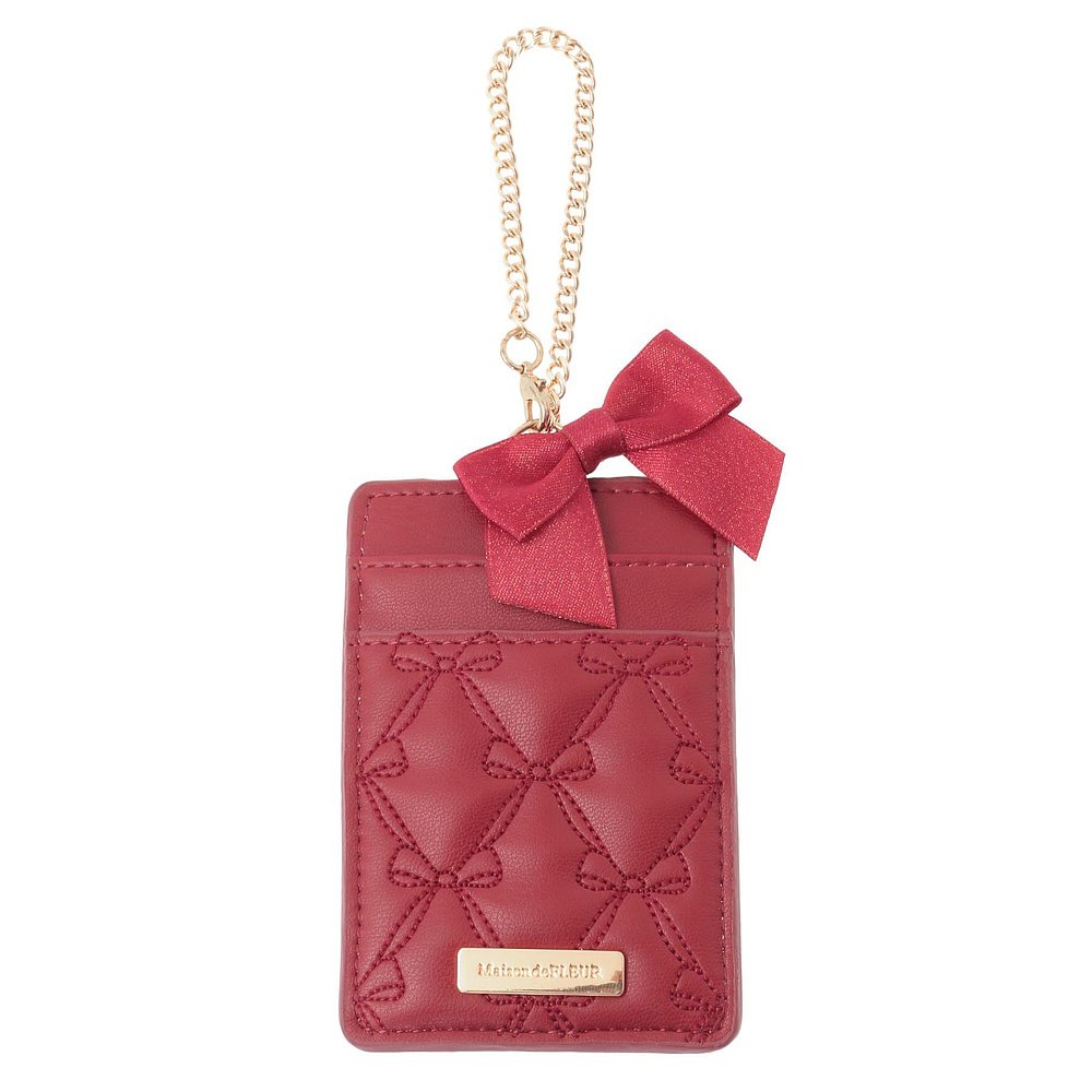 1h可退 日本直邮Maison de FLEUR 女士 红色绗缝票夹 丝带装饰透 - 图2