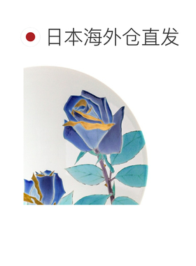 日本直邮九谷烧礼品包装10号玫瑰纹装饰盘（附底座）山岸大清制作