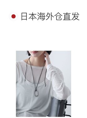1h可退 日本直邮forksy.女士银色椭圆吊坠黑色绳子项链 FOac005