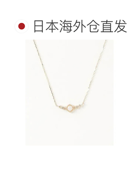 日本直邮agete  女士K10镶嵌蛋白石钻石项链 柔和光泽 独特叶形设