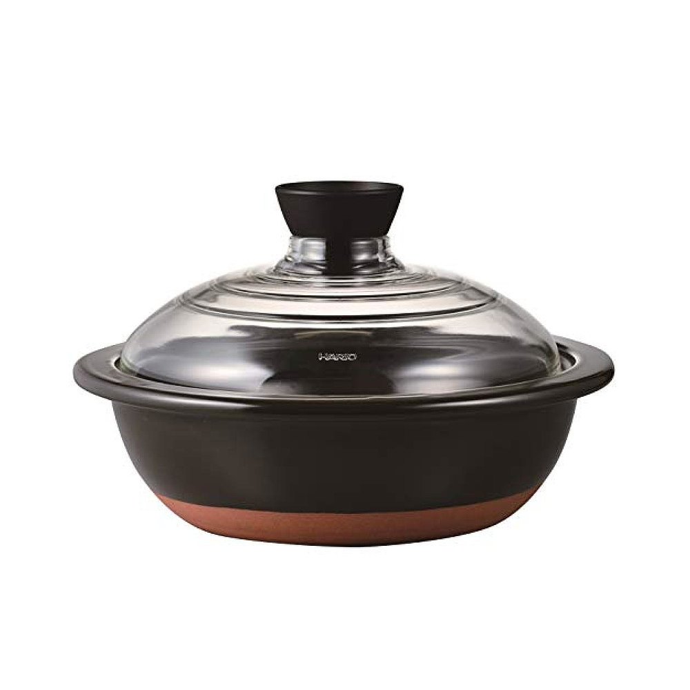 天猫国际日本直购日本直邮HARIO厨房锅具玻璃盖砂锅3000ml黑色烹饪经久耐用0