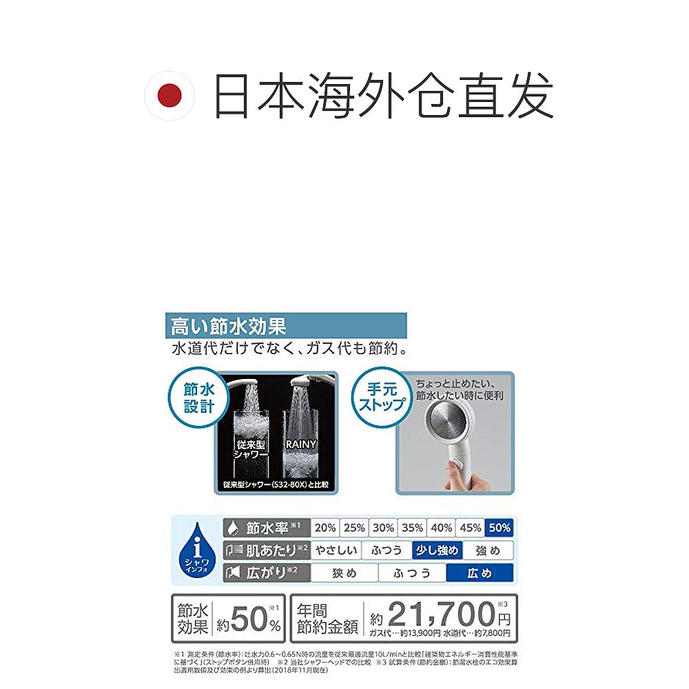 【日本直邮】Sanei三荣 淋浴头 蓝色PS383-82XA-BA2正品花洒 - 图1