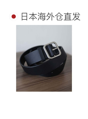 日本直邮腰带 灰色 男女通用 宽版方形扣仿皮皮带