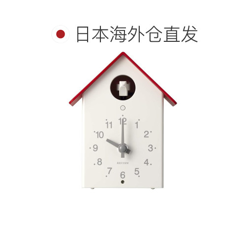 【日本直邮】Rhythm丽声 房型时钟 红18.5x14.6x10.7cm4RH797SR01 - 图1