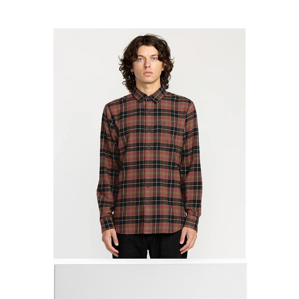 1h可退 日本直邮VOLCOM男女同款全棉宽松长袖衬衫 半扣设计大格纹 - 图3