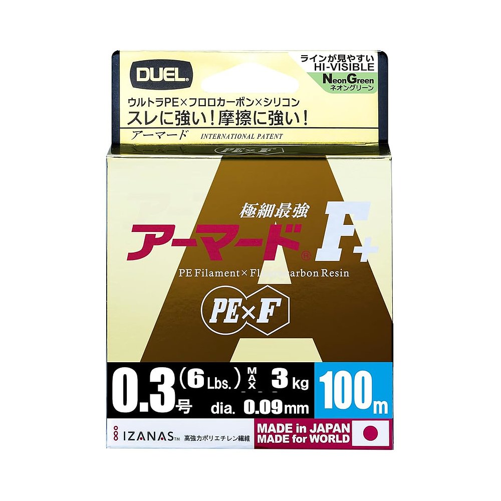 【日本直邮】DUEL PE鱼线Armored F+ 100m 0.3号 亮绿色 - 图0