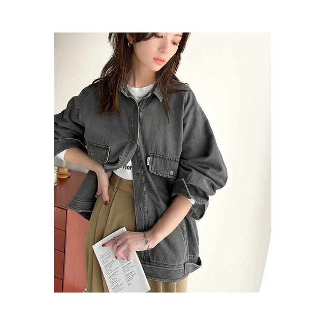 1 hour refundable Japan direct mail Classical Elf women's pure cotton denim large size jacket (long sleeves)