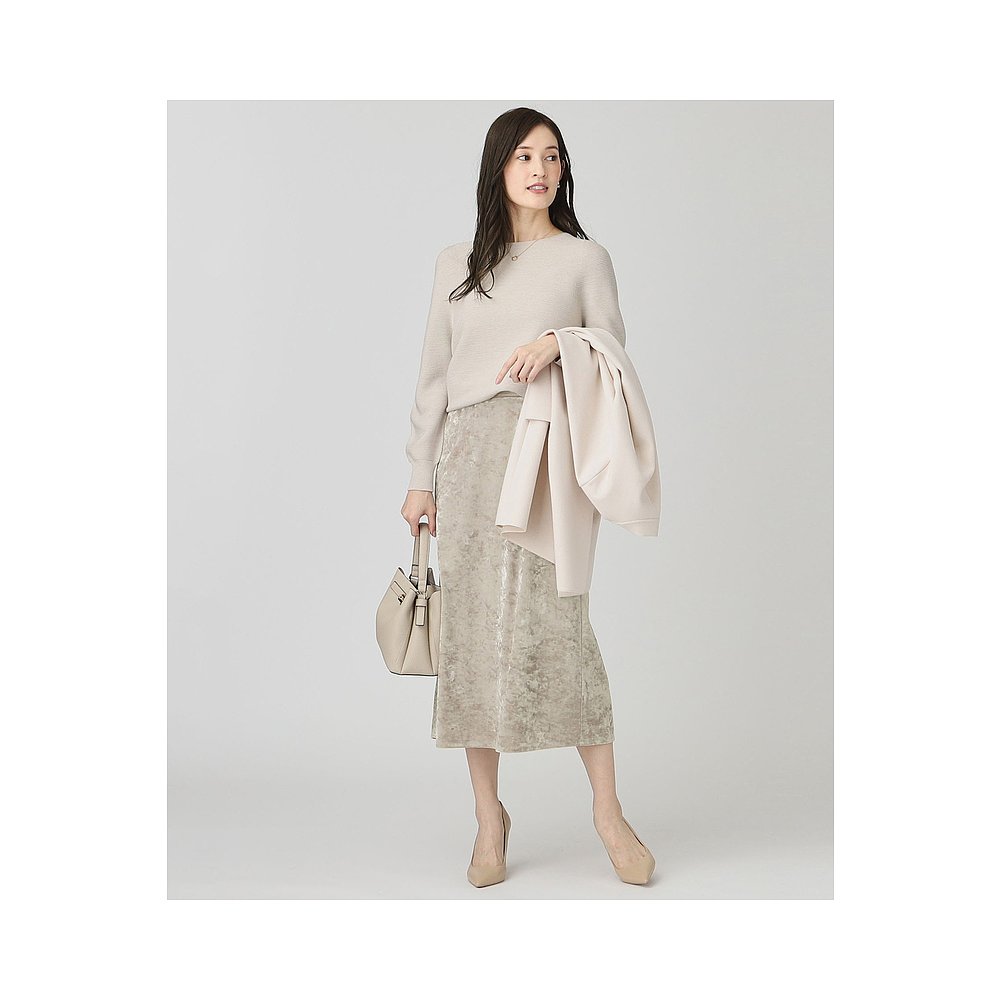 1h可退 日本直邮COUP DE CHANCE 女士闪亮光泽松紧腰天鹅绒裙 187 - 图0