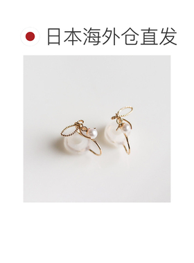 日本直邮cui-cui 女士 K10黄金珍珠丝带耳钉 7900【付后1h可退】
