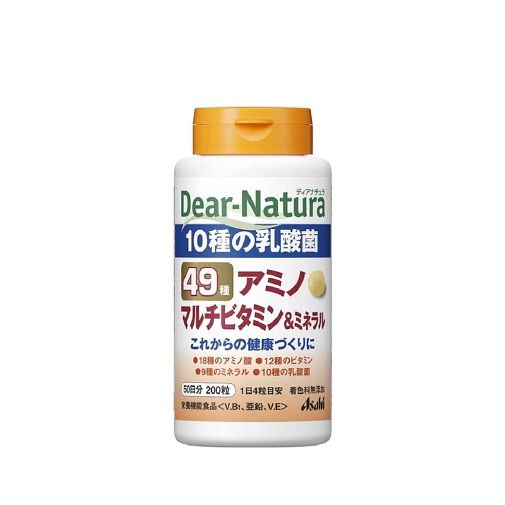 日本直邮 朝日Dear-Natura 49种综合维生素+乳酸菌200粒 50日份 - 图0