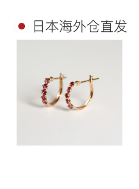 日本直邮cui-cui 粉红电气石黄金耳环 779132cuic【付后1h可退】