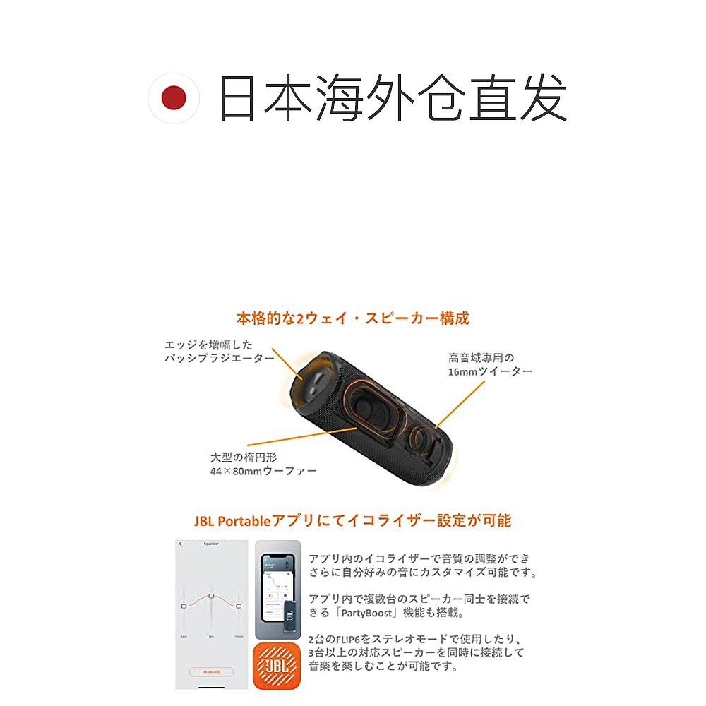 Jbl便携式扬声器 蓝牙音箱防尘防水红色JBLFLIP6RED - 图1