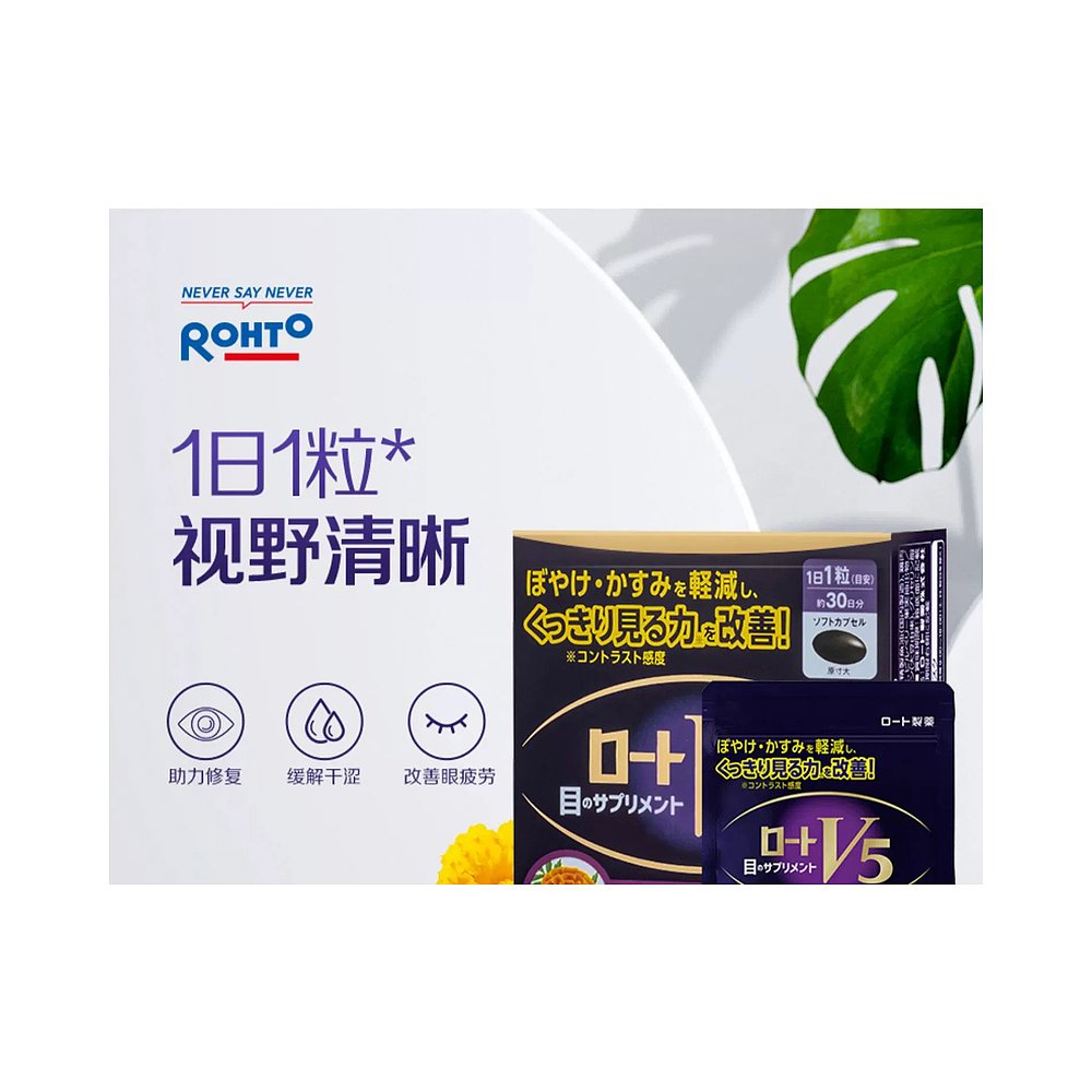 日本直邮ROHTO乐敦V5a叶黄素护眼丸助力修复缓解眼睛干涩疲劳30粒 - 图0
