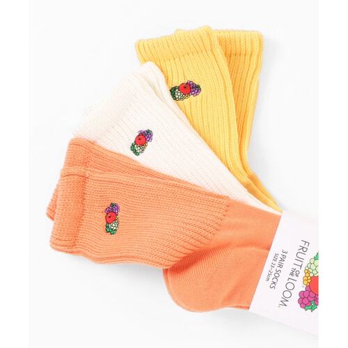 日本直邮FRUIT OF THE LOOM 3双底堆花/丽雪尔刺绣圆领短袜袜子 - 图0