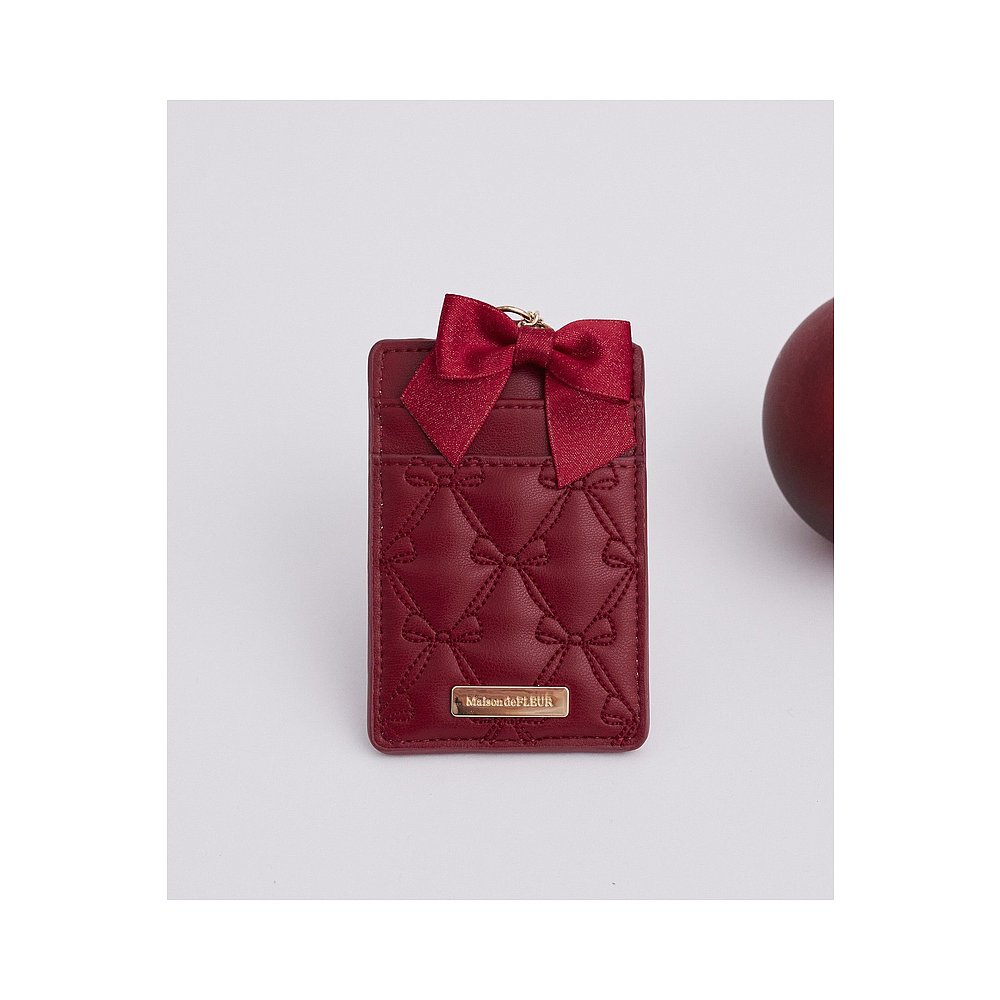 1h可退 日本直邮Maison de FLEUR 女士 红色绗缝票夹 丝带装饰透 - 图0